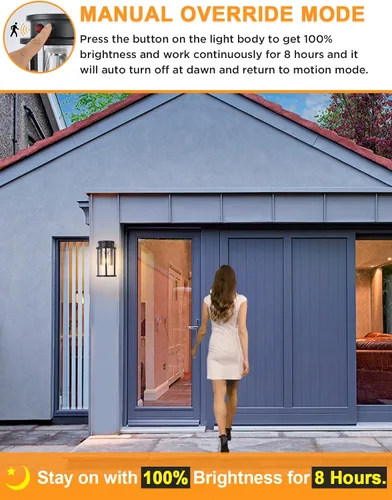 Vista 4 de Lámpara solar de pared para exteriores, sensor de movimiento, lámpara de pared exterior del anochecer al amanecer, accesorios de iluminación