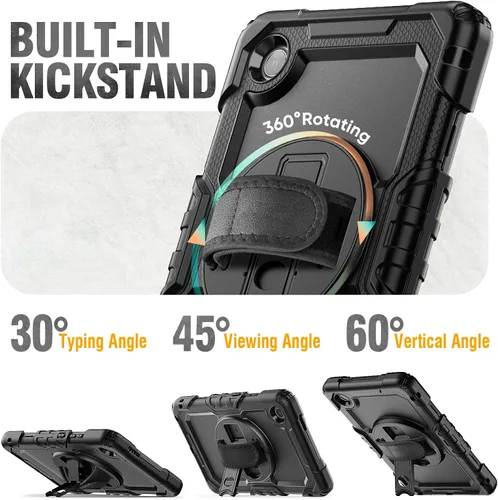 Vista 5 de HXCASEAC Funda para Lenovo Tab One de 8.7 pulgadas (TB-305FU) con protector de pantalla, soporte para bolígrafo, correa de mano, soporte ajustable