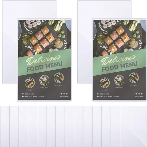 Vista 9 de Henoyso 5 protectores rígidos de impresión de 11 x 17 pulgadas, protectores de páginas de plástico duro resistente, soporte de menú de cristal