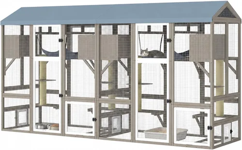 Vista 19 de Gowoodhut Catio - Recintos para gatos al aire libre, casa grande de madera