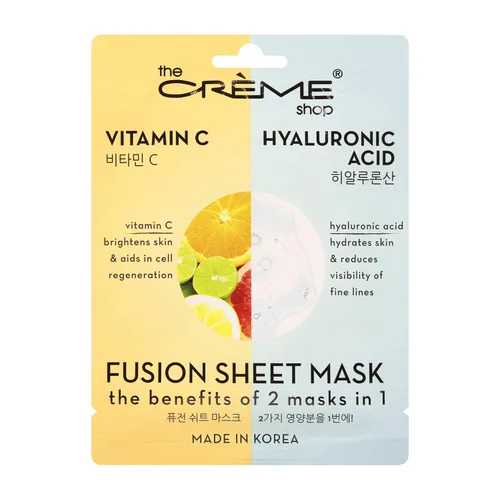 Vista 2 de The Crème Shop - Máscaras faciales completas de fusión de vitamina C y ácido hialurónico, cuidado facial coreano de la piel e hidratante