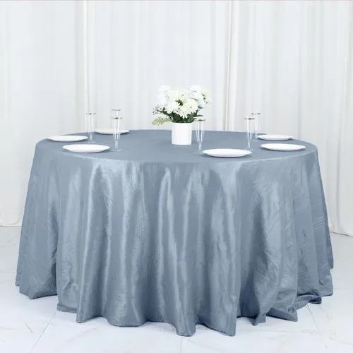 Vista 20 de Tableclothsfactory Mantel rectangular de tafetán arrugado de acordeón azul polvoriento, de 60 x 102 pulgadas, perfecto para ceremonias de boda
