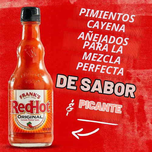 Vista 2 de Frank's RedHot Salsa picante original de pimienta de Cayena (apta para keto), 12 onzas líquidas (paquete de 12)
