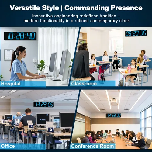 Vista 9 de CHKOSDA 28 Inch Oversized Digital Wall Clock with Seconds and GPS - Blue