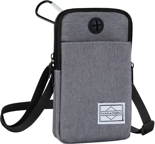 Vista 10 de HOTEMIA Bolso para teléfono móvil, paquete de cintura, bolsa bandolera de viaje, brazalete deportivo para el brazo con correa para el hombro Negro