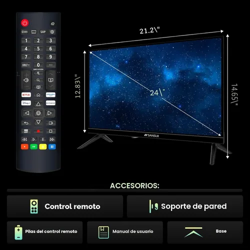 Vista 9 de SANSUI 24 pulgadas 768P DLED Smart WebOS TV Televisión pequeña con Chromecast incorporado WebOS hub compatible con HomeKit Compatible