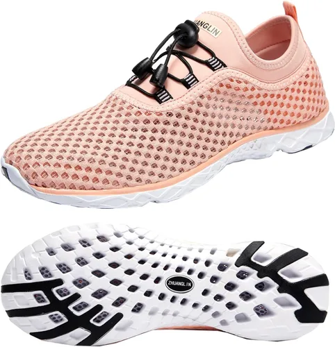 Vista 10 de Zapatos de agua para mujer de secado rápido, drenaje de 3 segundos y todo terreno para natación, senderismo, yoga 18155Negro