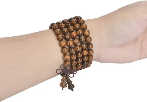 Vista 47 de Mala Beads Pulsera 108 0.315 in Meditación Sándalo Elástico..