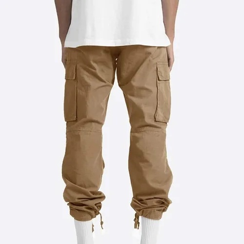 Vista 6 de Pantalones cargo para hombre, pantalones de senderismo para entrenamiento, ajuste relajado, pantalones deportivos casuales con bolsillos