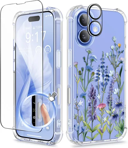 Vista 177 de GVIEWIN - Funda para iPhone 11 con protector de pantalla + protector de lente de cámara, cubierta protectora transparente suave de poliuretano