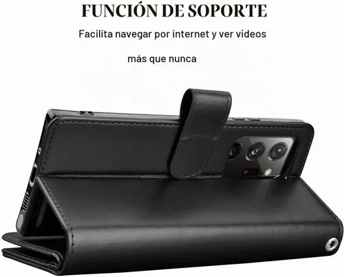 Vista 5 de Njjex Funda para Galaxy Note 20 Ultra (2020), para Samsung Note 20 Ultra 5G, [9 ranuras para tarjetas] Funda de piel sintética para crédito de Negro