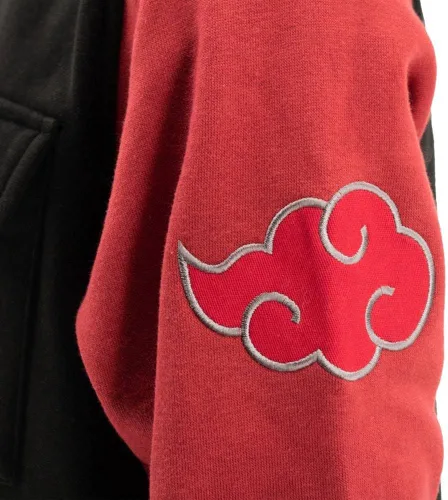 Vista 3 de Ripple Junction Naruto Shippuden Men's Authentic Full Zip Hooded Sweatshirt wChest Pockets Black Red Officially Licensed