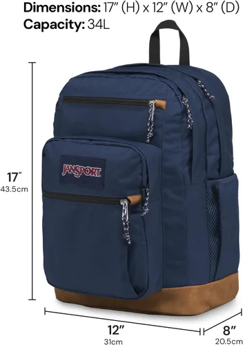 Vista 2 de JanSport Mochila genial con funda para laptop de 15 pulgadas, mochila grande para computadora con 2 compartimentos, correas ergonómicas, Negro