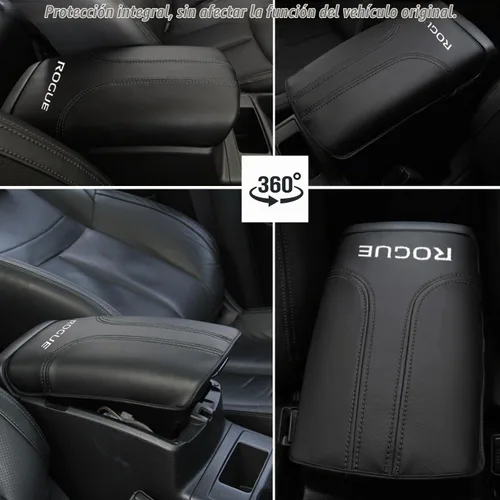 Vista 5 de Funda para reposabrazos de consola central de automóvil para Nissan Rogue 2014-2020, de cuero, antiarañazos, protector de tapa de caja central Cuero