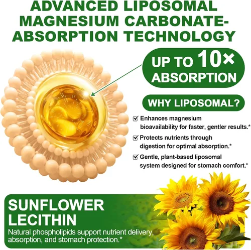 Vista 6 de Gomitas liposomales de carbonato de magnesio de 500 mg - Suplemento de magnesio con Ashwagandha, L-teanina, calcio y vitamina D3 para apoyo muscular