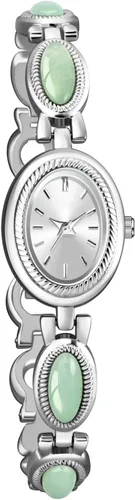 Vista 11 de ADSBIAOYE Elegante reloj de perlas para mujer, reloj de vestir con esfera ovalada, regalo, reloj impermeable para mujer 01 Oro blanco