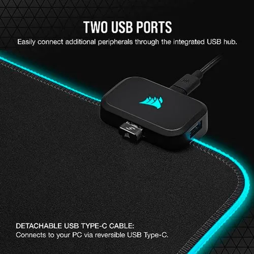 Vista 5 de Corsair MM700 RGB Extended 3XL Alfombrilla de ratón de tela para juegos/Alfombrilla de escritorio - Superficie de tela masiva de 1,220mm x 610mm