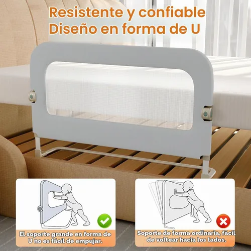 Vista 5 de omzer Riel de protección de cama para niños pequeños - Barandilla de seguridad para bebé de 32 pulgadas, plegable y con alturas ajustables