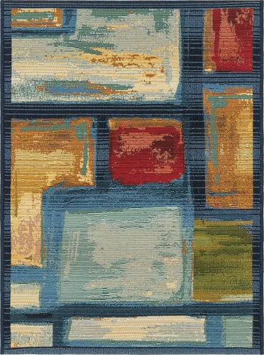 Vista 2 de Unique Loom - Alfombra colección de círculos abstractos, de transición para interiores y exteriores, beige, Polipropileno, rojo (Multi/red)