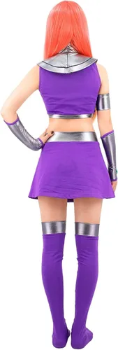 Vista 2 de Titan Starfire - Disfraz de princesa Koriand'r con medias para mujer