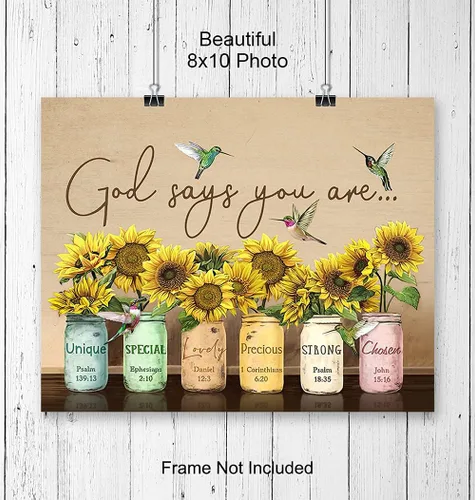 Vista 4 de Dios dice que eres arte de pared – Afirmaciones cristianas – Regalos de aliento religioso para mujeres – Inspirador, Salmos, versículos