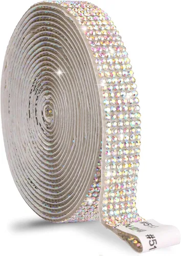 Vista 16 de Cinta de cristal autoadhesiva, calcomanías de diamantes de imitación para envoltura de regalos, manualidades, proyectos de decoración, bodas Negro