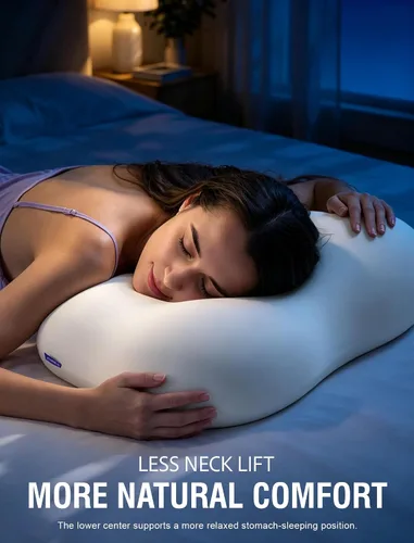 Vista 9 de Almohada cervical cervical para dormir de lado, almohada ergonómica Blanco leche