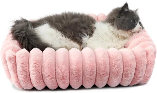 Vista 5 de Tiny Pet Bed for Extra Small Dogs & Cats, Square Washable 18x14 Cat Bed with High Sides, Rectangle Calming Cat Beds for Indoor Kittens and Puppy