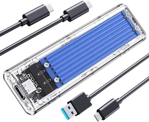 Vista 9 de ORICO Carcasa M.2 NVMe SSD, USB 3.2 Gen 2 (10 Gbps), carcasa de adaptador de unidad de estado sólido externa transparente para 2280 2260 2242 2230