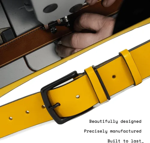 Vista 3 de HoffeBelts Cinturón de cuero de grano completo hecho a mano para hombre, estilo casual, cinturón de cuero personalizado en caja de regalo