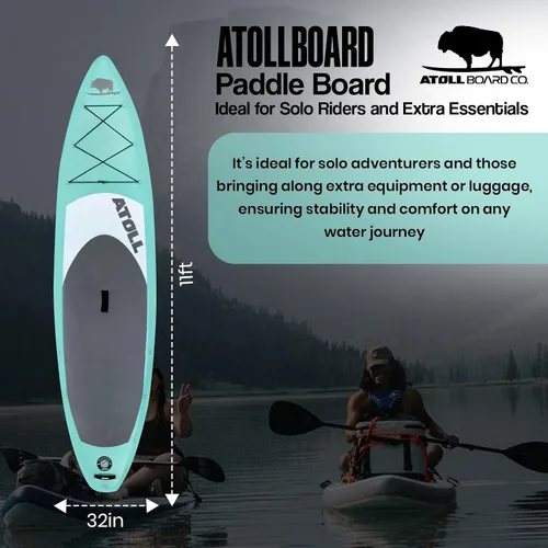 Vista 6 de Atoll Inflatable Paddle Board with Premium SUP Stand Up Paddle Board Accessories & Back Pack, Non-Slip Comfort Deck for Unisex Adult