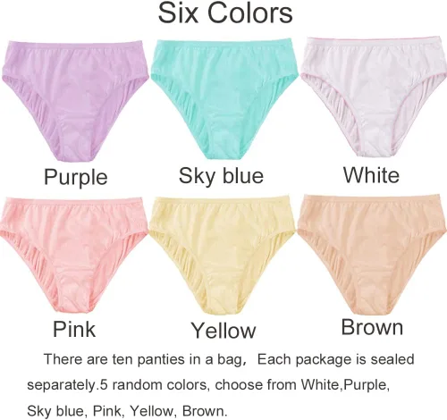Vista 2 de Ropa interior desechable para mujer, para viajes y hospitales, 100% algodón (10 unidades)