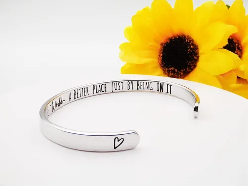 Vista 158 de Pulseras inspiradoras para mujer, joyería de acero inoxidable, con refranes, pulsera motivacional con mensaje oculto, pulseras grabadas para mejor