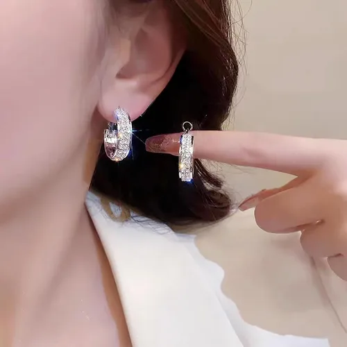 Vista 3 de Aretes de aro de actividad linfática, aretes de cristales para adelgazar, aretes de drenaje linfático para pérdida