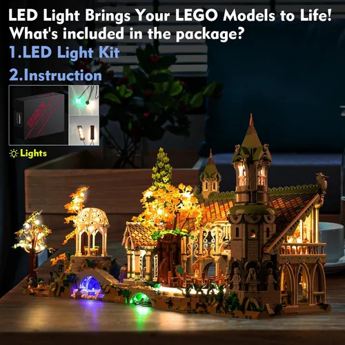 Vista 2 de LocoLee Kit de luces LED compatible con Lego Rivendell, accesorios de iluminación de bricolaje compatibles con Lego 10316 para ventiladores