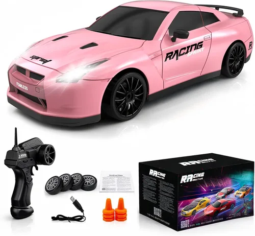 Vista 9 de Auto de control remoto RC Drift Car 2.4GHz escala 1:24 4WD 15KM/H Modelo de vehículo de alta velocidad con luces LED Neumático de Derrape Coche
