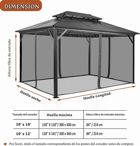 Vista 4 de Mosquitera para cenador, paredes de pantalla de 10 x 10 pies Negro
