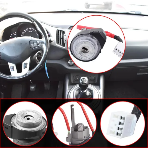 Vista 4 de Cilindro de bloqueo de encendido con llave, compatible con Kia Sportage 2011-2016 Reemplazo automotriz interruptor de encendido cilindro de bloqueo