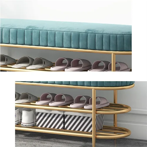 Vista 4 de Zapatero para entrada, zapatero de 3 niveles, organizador de zapatos con estantes de malla metálica y asiento acolchado, ideal para puerta