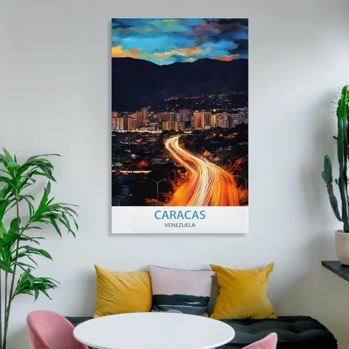 Vista 6 de Caracas Venezuela - Póster de viaje vintage de 08 x 12 pulgadas (7.9 x 11.8 in), pintura en lienzo, arte de pared, póster para sala de estar