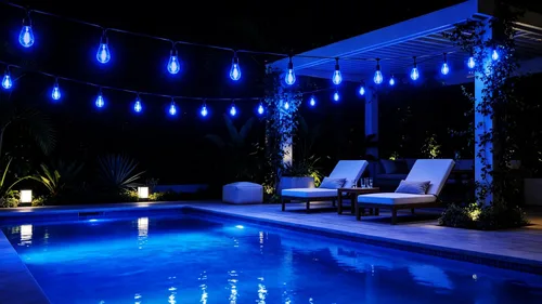 Vista 8 de Bombilla azul S14 de plástico de 2 W LED de repuesto para luces de cadena de luces interiores y exteriores, inastillable, base E26, filamento E26