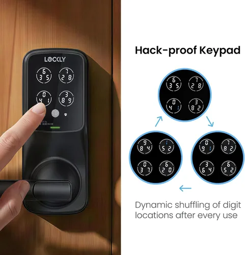 Vista 3 de Lockly Secure Pro Smart Lock Wi-Fi, cerradura de puerta digital de entrada sin llave, sensor de huellas dactilares biométrico 3D, cerradura