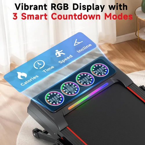 Vista 6 de Walking Pad Treadmill with Incline and Handle Bar, 7.5MPH Under Desk Foldable Treadmill for Home Office with Remote Control Negro azabache