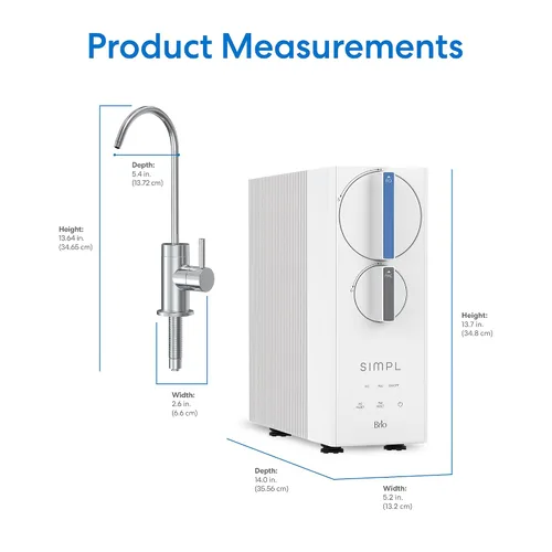Vista 9 de Sistema de filtro de agua sin tanque Brio SIMPL de ósmosis inversa para agua potable limpia Filtración RO de 0.0001 micras de 4 etapas debajo