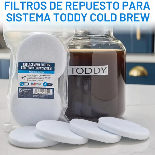 Vista 2 de Essential Values 8 Pack Cold Brew Coffee Filters - Replacement Coffee Filter Bags - Compatible with Toddy Cold Brew Maker