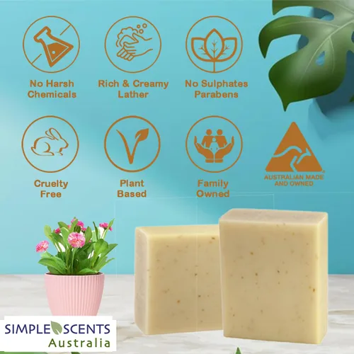 Vista 2 de Simple Scents Australia Barras de jabón natural aromáticas de almendras (12 barras), 3.5 onzas, barras de jabón hidratantes francesas de triple