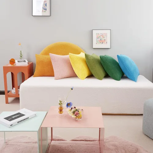 Vista 2 de Deconovo Fundas de Almohada Decorativas de Pana, Juego de 2 Fundas de Cojín Decorativas Suaves, Lavables a Máquina con Textura para Sofá, Sillón