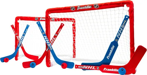 Vista 8 de Franklin Sports NHL juego de portería de mini hockey para niños - (2) porterías mini + de rodilla, (4) palos para jóvenes, (2) palos de portero +
