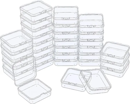 Vista 11 de LJY 100 cajas de plástico cuadradas transparentes, 1.77 x 1.77 x 0.8