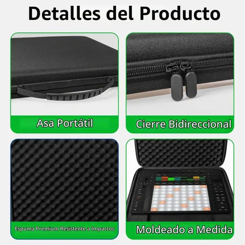 Vista 3 de BUBM Funda de viaje rígida de EVA compatible con el controlador Ableton Push 3, bolsa de almacenamiento protectora a prueba de golpes con correa